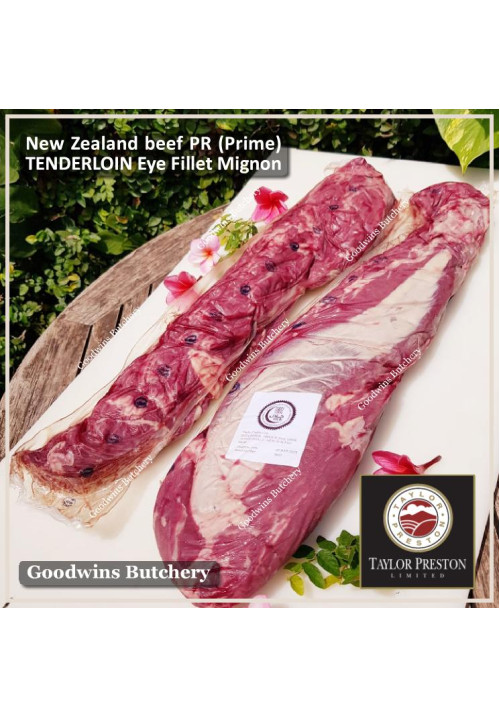 Beef Eye Fillet Mignon Has Dalam AGED TENDERLOIN "PR" (Prime) New Zealand TAYLOR PRESTON FROZEN whole cuts 2.0-2.5 kg/pc (price/kg)